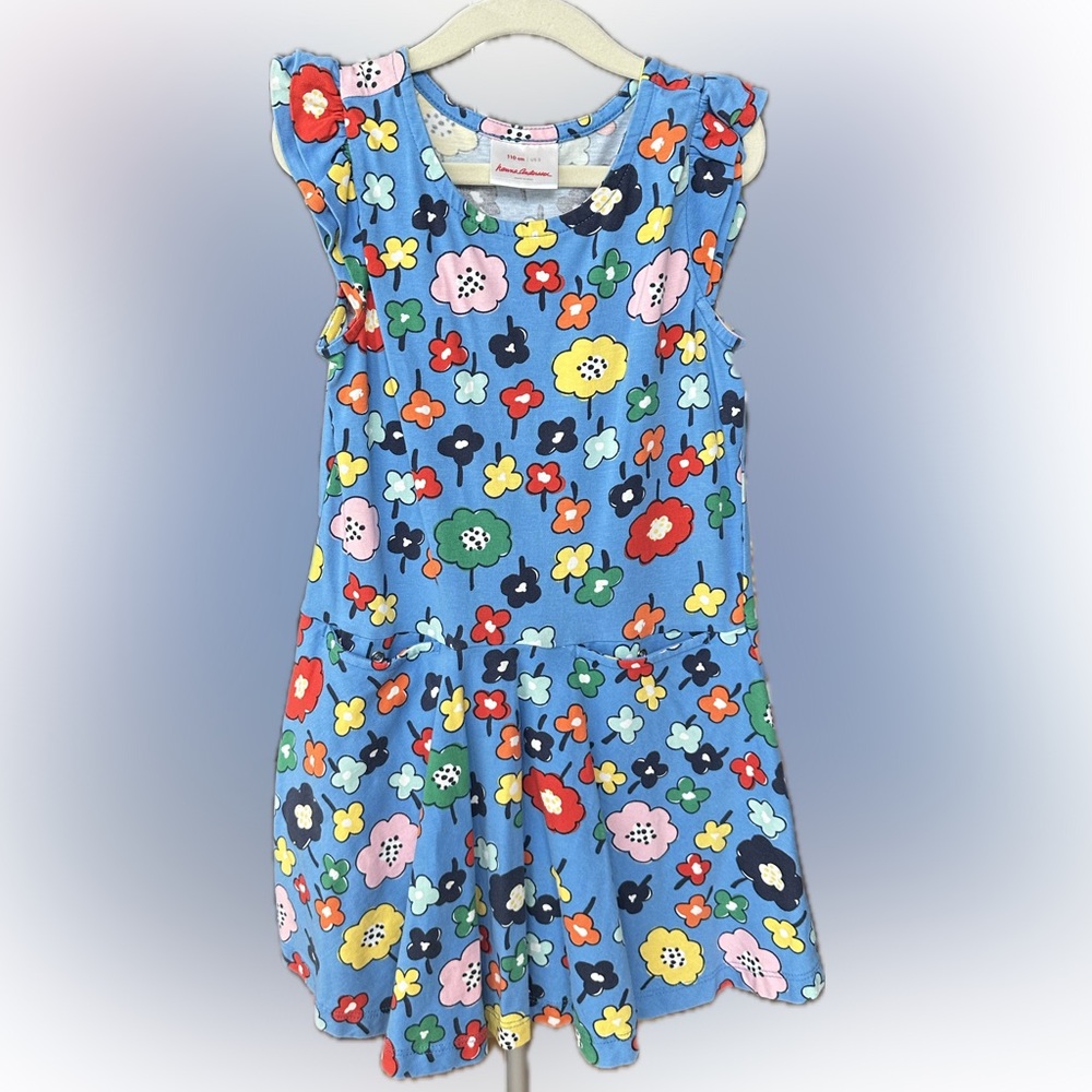 Hanna Andersson Blue “Flower Ruffle Dress”
